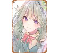 Zuhhgii Kusanagi Nene, Project Sekai Colorful Stage, Green Hair, Blushes - 20,3 x 30,5 cm, targa in latta retrò