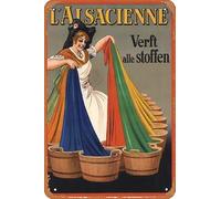 Zuhhgii L'Alsacienne Verft alle Stoffen Poster del film retrò Targa in latta per bar ristorante casa parete retrò club ristorante uomo grotta regalo vintage metallo segno 30,5 x 20,3 cm.