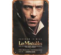 Zuhhgii Les Miserables - Hugh Jackman 2012 Vintage Movie Poster Tin Sign,Retro of Classic Old Film Poster Metallo Targa TV Bar Wall Club Restaurant Man Cave Wall Decoration 20x12 Pollici Retro Placche