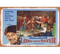 Zuhhgii Long John Silver Lobby Card 4 Byron Haskin Robert Newton Vintage Tin Sign, Retro of Classic Old Film Poster Targa in metallo TV Bar Karaoke Man Cave Decorazione da parete 20,3 x 30,5 cm.