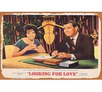 Zuhhgii LOOKING FOR LOVE Lobby Card Connie Francis Johnny Carson Vintage Tin Sign - Poster in metallo retrò del vecchio film TV bar karaoke uomo grotta decorazione da parete 20 x 30 cm.