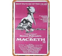 Zuhhgii MACBETH Poster originale del film Daybill Jon Finch Francesca Annis William Shakespeare Vintage Tin Sign, Retro of Classic Old Film Poster Targa in metallo TV Bar Karaoke Man Cave Decorazione
