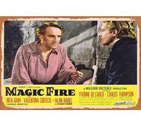 Zuhhgii Magic Fire Original Lobby Card 3 Alan Badel Yvonne De Carlo Vintage Tin Sign, Retro of Classic Old Film Poster Targa in metallo TV Bar Karaoke Man Cave Decorazione da parete 20,3 x 30,5 cm.