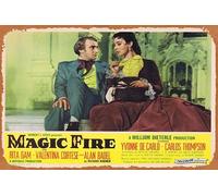 Zuhhgii Magic Fire Original Lobby Card 6 Alan Badel Yvonne De Carlo Vintage Tin Sign, Retro of Classic Old Film Poster Targa in metallo TV Bar Karaoke Man Cave Decorazione da parete 20,3 x 30,5 cm.