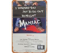 Zuhhgii Maniac 1980 Vintage Movie Poster Vintage Tin Sign,Retro of Classic Old Film Poster Metallo Targa TV Bar Karaoke Man Cave Wall Decor 20x30 cm