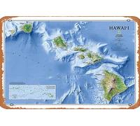 Zuhhgii Mappa delle Hawaii National Geographic Classic Edition Poster da parete - NG Maps Vintage Metal Signs, divertente poster da parete decorazione artistica da parete placca per musicista grotta