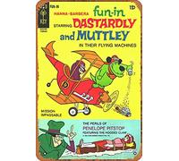 Zuhhgii Metal Tin Retro - Poster vintage con copertina di fumetti Dastardly and Muttley, poster da parete in latta, decorazione artistica da parete, targa vintage per bar, ristorante, casa, caffè