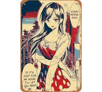 Zuhhgii Poster con stampa artistica da parete a tema anime pop art con scritta "Rent a Girlfriend", per stanze, cucine, uffici, bar, caffè, club, ristoranti, fattorie, in metallo, stile vintage, 20 x