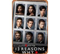 Zuhhgii Poster da parete in metallo con scritta in lingua inglese "Thirteen Reasons Why Celebrity Poster TV Movie Poster Retro Gift Karaoke Man Cave Bar Cafes Decor Vintage Art Decoration Metal Signs