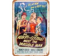 Zuhhgii Poster del film "Abbott and Costello Meet the Invisible Man", in metallo, stile retrò, per bar, ristorante, casa, club, ristorante, grotta, regalo, vintage, 30,5 x 20,3 cm.