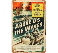 Zuhhgii Poster del film Above Us The Waves, targa in latta retrò per bar, ristorante, casa, parete retrò, club, ristorante, grotta, regalo, targa in metallo vintage, 30,5 x 20,3 cm.