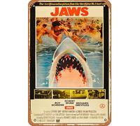 Zuhhgii Poster del film Jaws, targa in metallo, stile vintage, decorazione da parete per bar, 30,5 x 20,3 cm, per bagno, stile retrò