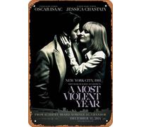 Zuhhgii Poster in latta con scritta "A Most Violent Year", poster vintage in metallo, decorazione da parete con musica, bar, pub, caffetteria, cucina, bagno, karaoke, retrò, 20,3 x 30,5 cm.