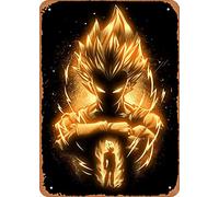 Zuhhgii Poster in metallo a tema anime Golden Saiyan Dbz figura poster metallo latta segno d'oro Saiyan principe decorazione artistica da parete cartello di latta - 20,3 x 30,5 cm, 20,3 x 30,5 cm