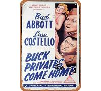 Zuhhgii Poster originale del film "Buck Privates Come Home", poster del film Abbott e Costello, targa in metallo, stile vintage, classico, decorazione da parete per bar, ristorante, grotta