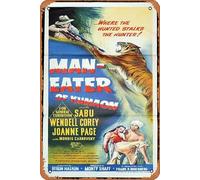 Zuhhgii Poster originale del film Man Eater of Kumaon Sabu Wendell Corey Tiger Art Vintage Tin Sign, retro del classico vecchio film, targa in metallo per bar, karaoke, decorazione da parete 20 x 30