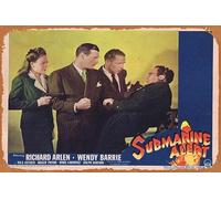 Zuhhgii Poster retrò classico del film SUBMARINE ALERT Original Lobby Card 2 Richard Arlen Wendy Barrie Nils Asther Vintage Metal Tin Sign Old TV Film Poster Regalo Karaoke Bar Pub Club Decorazione da