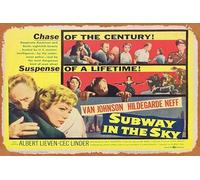 Zuhhgii Poster retrò classico del film SUBWAY IN THE SKY Titolo Lobby Card Van Johnson Hildegard Knef Vintage Metal Tin Sign Old TV Film Poster Regalo Karaoke Bar Pub Club Piatti decorativi da parete
