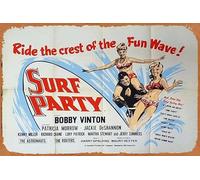 Zuhhgii Poster retrò classico del film SURF PARTY originale British Quad poster Bobby Vinton Vintage Metal Tin Sign Old TV Film Poster Regalo Karaoke Bar Pub Club Piatti da parete decorativi Uomo Cave