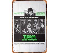 Zuhhgii Poster retrò classico del film TERROR IN THE WAX MUSEUM Un foglio Poster del film Ray Milland Vintage Metal Tin Sign Old TV Film Poster Regalo Karaoke Bar Pub Club Piatti da parete decorativi