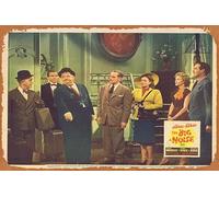 Zuhhgii Poster retrò classico del film THE BIG NOISE 1944 Lobby Card 4 Laurel and Hardy vintage metallo latta targa vecchia TV film poster regalo karaoke bar pub club piatti decorativi da parete uomo