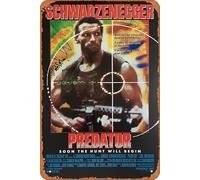 Zuhhgii Poster retrò del film Predator 1987, targa in metallo vintage del film antico, decorazione da parete per bar, karaoke, musica club, ristorante, grotta, 20,3 x 30,5 cm.