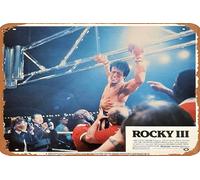 Zuhhgii Poster retrò del film Rocky 3 1982 targa in latta, vintage of classic old film, cartello in metallo per TV bar, regalo, karaoke, club musicale, ristorante, grotta, decorazione da parete, 20,3