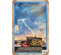 Zuhhgii Poster retrò del film "Short Circuit 1986", targa in metallo, stile vintage, decorazione da parete per bar, karaoke, musica, ristorante, grotta, 20,3 x 30,5 cm.
