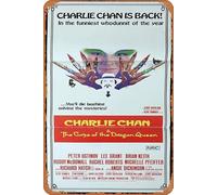 Zuhhgii Poster vintage classico del film Charlie Chan e la maledizione della regina del drago, poster originale del film Peter Ustinov, poster in metallo per la TV, poster decorativo per karaoke, bar