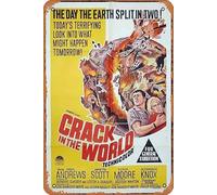 Zuhhgii Poster vintage classico del film "Crack in the World", poster di Vincent Price Fantascienza Film Poster Metallo Targa TV Poster Regalo Karaoke Bar Pub Club Piatti da parete decorativi Man Cave