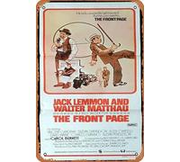Zuhhgii Poster vintage classico del film in latta THE FRONT PAGE Original Daybill Poster del film Walter Matthau Jack Lemmon Billy Wilder Retro Metal Film TV Poster Regalo Karaoke Bar Pub Club Parete