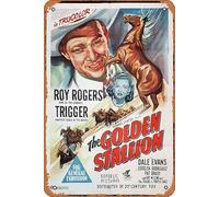 Zuhhgii Poster vintage classico del film in latta The Golden Stallion originale un foglio Poster del film Roy Rogers MOLTO Raro Retro Metal Film TV Poster Regalo Karaoke Bar Pub Club Piatti da parete