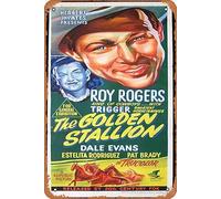 Zuhhgii Poster vintage classico del film The Golden Stallion Daybill Poster del film 1949 Roy Rogers retrò metallo TV poster regalo karaoke bar pub club piatti decorativi da parete uomo grotta