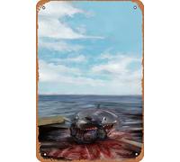Zuhhgii Poster vintage del film in latta Jaws, decorazione artistica da parete, poster musicale per bar, pub, caffetteria, parete, cucina, bagno, karaoke, decorazione retrò, arte 20,3 x 30,5 cm