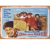 Zuhhgii Poster vintage del film LONG JOHN SILVER Lobby Card 6 Byron Haskin Robert Newton Targa in latta vintage, retro del classico vecchio film poster in metallo cartello TV bar karaoke uomo grotta
