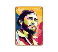 Zuhhgii Poster vintage in metallo - Ahmad Taufiq Fidel Castro, targa in metallo 30,5 x 20,3 cm, adatta per decorazione da parete di bar, caffetterie, garage, grotte