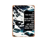 Zuhhgii Poster vintage in metallo con citazione motivazionale di Nelly Dimitrova If The Ocean Can, 30,5 x 20,3 cm, adatto per decorazione da parete di bar, caffetterie, garage, grotte di uomini