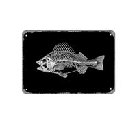 Zuhhgii Poster vintage in metallo - Eugenia Hauss lo scheletro di pesce sfondo nero cartello in latta 30,5 x 20,3 cm adatto per la decorazione da parete di bar, caffetteria, garage, grotta