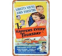 Zuhhgii Retro Classic IT HAPPENS EVERY THURSDAY Originale Daybill Poster Film Loretta Young John Forsythe Targa in latta Poster Decorazione da parete Vintage Film TV Targhe in metallo per regalo