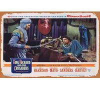 Zuhhgii Retro Classic KING RICHARD AND THE CROADERS Original Lobby Card 2 Rex Harrison Virginia Mayo Targa in latta Poster Decorazione da parete Vintage Film TV Insegne in metallo per regalo Karaoke