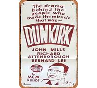 Zuhhgii Retro Classic Old Movie DUNKIRK Originale 60sr Daybill Movie Poster John Mills Richard Attenborough Vintage Metal Tin Sign TV Film Poster Regalo Karaoke Bar Pub Club Piatti da parete