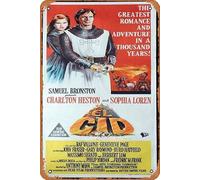 Zuhhgii Retro Classic Old Movie EL CID Original Daybill Poster del film Sophia Loren Charlton Heston Vintage Metal Tin Sign TV Film Poster Regalo Karaoke Bar Pub Club Piatti da parete decorativi Man