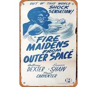 Zuhhgii Retro Classic Old Movie Fire MAIDENS of OUTER SPACE Poster originale del film Anthony Dexter Sci FI Vintage Metal Tin Sign TV Film Poster Regalo Karaoke Bar Pub Club Piatti Decorativi Parete