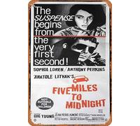 Zuhhgii Retro Classic Old Movie Five Miles to MIDNIGHT originale Daybill Movie Poster vintage metallo latta segno TV film poster regalo karaoke bar pub club piatti decorativi da parete uomo grotta