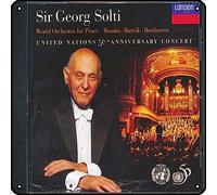 Zuhhgii Sir Georg Solti - World Orchestra For Peace: Rossini, Bartok, Beethoven, Nazioni Unite 50° Anniversario Concerto Insegne Metallo Vintage Rock Music Decorazione da Parete Uomo Grotta Targa in