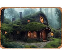 Zuhhgii Targa decorativa in metallo con scritta in lingua inglese "Casa di Hobbit" (#2) #2 Magic and Fantasy Cities and Architecture - 20 x 30,5 cm, stile vintage, decorazione da parete
