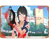 Zuhhgii Targa in latta con immagine di film LoveSick: Yandere Simulator vintage in metallo, per bar, pub, negozi, decorazione da parete, divertente, retrò, per uomini e donne, 20,3 x 30,5 cm, poster