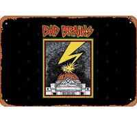 Zuhhgii Targa in latta retrò BAD BRAINS vintage divertente novità segni uomo grotta segni umoristici film musica bar arte poster stampa retrò decorazione da parete garage regali 30,5 x 20,3 cm
