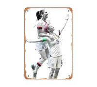 Zuhhgii Targa in latta retrò con biglietti Alex Morgan e Megan Rapino, stampa a tema calcio, arte da parete sportiva, regalo per lei, sala giochi per ragazze, stile vintage, per cucina, garage, grotta