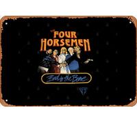 Zuhhgii Targa in latta retrò con scritta "Four Horsemen Bad To The Bone - Targa in metallo con scritta in lingua inglese", divertente, per film, musica, bar, decorazione da parete, per garage, 30,5 x